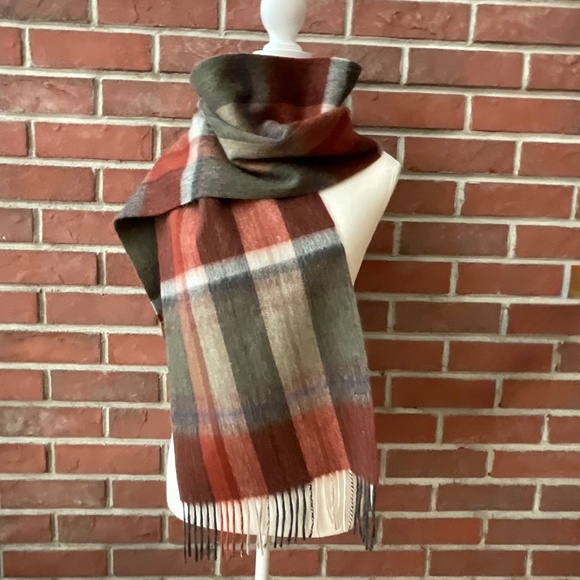 NWT Beymen Club 100%Wool Plaid Fringed Scarf 12”x72” NEW - Picture 7 of 11